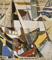 Τάκης Μάρθας, Σύνθεση με καράβι, 1963, πλαστικό σε μουσαμά, 138 x 154 εκ.