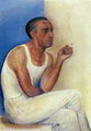 Chronis Botsoglou, Sunday afternoon, 1977, oil on canvas, 100 x 70 cm