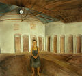Chronis Botsoglou, Large olive mill II, 1981, oil on canvas, 150 x 150 cm
