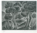 Άγγελος Θεοδωρόπουλος, Τοπίο Αττικής, 1932, ξυλογραφία, 20,8 x 24,6 εκ.