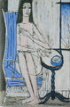 Κώστας Γραμματόπουλος, Γυμνό σε μπλε πολυθρόνα, 1956, λάδι σε πανί, 80 x 53 εκ.