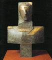 Dimitris Kalamaras, Bust of Alexander the Great, 1991, goldplated bronze, height 3.30 m