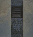 Michalis Katzourakis, Window, 1991, mixed media on cotton duck, window with bars, 200 x 183 cm