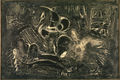 Δημήτρης Κοντός, Στη λάμψη της αστραπής, Ρώμη 1959, μικτή τεχνική σε μουσαμά, 70 x 100 εκ.