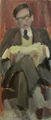 Βάσω Κυριάκη, Τάσος Δενέγρης, 1961, λάδι σε μουσαμά, 70 x 30 εκ.