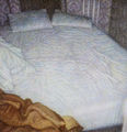 Γιάννης Ψυχοπαίδης, Το κρεβάτι, 1982, χρωματιστά μολύβια, 77 x 63 εκ.