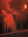 George Lappas, Red burghers, 1991-92, aluminum, iron, cloth, 2.20 x 3.00 x 3.00 m
