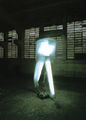 George Lappas, Rocking ghost, 1997-98, iron, lights, plastic sheets, motors, 2.2 x 0.80 x 2.5 m