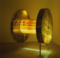 George Lappas, Cable wheels, 2001, dura trans membranes, steel, lights, 2.20 x 2.00 x 10.00 m