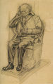 Yannis Pappas, Drawing, 1936-37, study for the statue of Adamantios Korais, pencil, 48 x 31.5 cm model