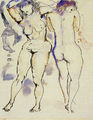 Dimitris Mytaras, Two nudes, 1958, ink-tempera, 26 x 20 cm