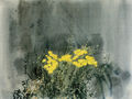 Giorgos Varlamos, Yellow wildflowers, 1981, acrylic on canvas, 76 x 102 cm