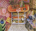 Nikos Hadjikyriakos-Ghika, The red table, 1987, acrylic on canvas, 140 x 174 cm