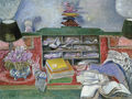 Nikos Hadjikyriakos-Ghika, The desk, 1984, acrylic on canvas, 91 x 122 cm