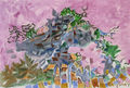 Nikos Hadjikyriakos-Ghika, Hill in Southern France, 1989, acrylic on canvas, 50 x 74.5 cm