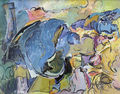Alkis Pierrakos, The pigeon, 1986, oil on canvas, 50 x 64 cm
