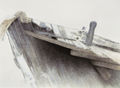 Σωτήρης Σόρογκας, Υπόλειμμα από καΐκι στο Λαύριο, 2008, ακρυλικό και κάρβουνο σε μουσαμά, 130 x 180 εκ.