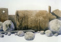 Σωτήρης Σόρογκας, Σκουριασμένο βαρέλι, 2007, ακρυλικό και κάρβουνο σε μουσαμά, 70 x 100 εκ.