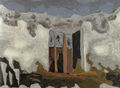 Σωτήρης Σόρογκας, Πόρτα σε μάντρα, 1966, ακρυλικό σε χάρντμπορντ, 46 x 61 εκ.