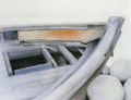 Σωτήρης Σόρογκας, Παλιά βάρκα στη Βεστωνίδα, 2006, ακρυλικό και κάρβουνο σε μουσαμά, 120 x 140 εκ.