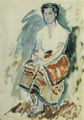 Dimitris Perdikidis, Portrait of Helen, 1954, watercolor, 66 x 51 cm