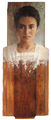 Χρήστος Μποκόρος, Πρόσωπο γυναίκας, 1987, λάδι σε πανί και ξύλο, 58 x 23 εκ.