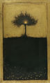 Christos Bokoros, Olive tree-candle, 1996, mixed media on MDF, 99 x 60 cm