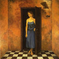 Νίκος Αγγελίδης, Το δωμάτιο, 1990, λάδι σε μουσαμά, 150 x 150 εκ.