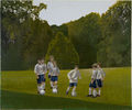Μαριλίτσα Βλαχάκη,  Αντίπαλες ομάδες-Αγγλία, 2006, μικτή τεχνική, 75 x 90 εκ.