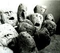 Theodoros Papagiannis, Demonstration, 1970, Aegina stones, almost lifesize
