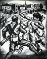 A. Tassos, Fighting the Bulgarian invaders, 1945, woodcut, 24,5 x 19 cm