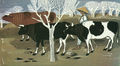 A. Tassos, The return of the oxen, 1958, woodcut, 29.5 x 54 cm