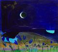 Μανώλης Χάρος, Νύχτα με μπλε τουλίπες, 2001, ακρυλικό, 80 x 90 εκ.