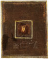 Μάριος Σπηλιόπουλος, Μελισσοκομική δομή, 1991, ξύλο επιχρισμένο με κερί, καθαρό κερί, φυσική κηρήθρα, ζωϊκή κόλλα, 50 x 45 εκ.