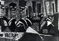 Zizi Makri, Chimneys, 1959-60, woodcut, 24 x 34 cm
