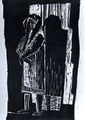 Zizi Makri, In prison, 1961, woodcut, 27.5 x 17 cm