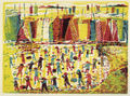 Zizi Makri, Unloading, 1956-58, colored woodcut, 17 x 22 cm