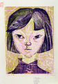 Zizi Makri, Young girl I, 1956-58, colored woodcut, 22 x 17 cm