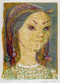 Zizi Makri, Young girl ΙI, 1956-58, colored woodcut, 22 x 17 cm