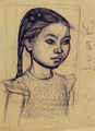 Zizi Makri, Young girl ΙI, 1956-58, ink drawing, 35 x 26 cm