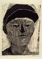 Zizi Makri, Worker, 1956-58, woodcut, 22 x 16 cm