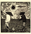 Zizi Makri, Work in the fields, 1956-58, woodcut, 15.5 x 15 cm
