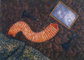 Περικλής Γουλάκος, Το πρώτο μου παιγνίδι, 2001, λάδι σε μουσαμά, 50 x 70 εκ.