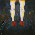 Περικλής Γουλάκος, Νυχτερινό, 1991, λάδι σε μουσαμά, 150 x 150 εκ.