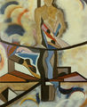 Κατερίνα Ζαχαροπούλου, Χωρίς τίτλο, 1988, ακρυλικό και λάδι σε καμβά, 200 x 150 εκ.