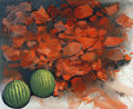 Κώστας Τσόκλης, Τα καρπούζια, 1996, ακρυλικό σε μουσαμά, 140 x 170 εκ.