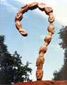 Costis, Earth΄s question mark, 1989, stone from the island of Chios, 120 x 30 cm. The work was presented at the 7th Biennial of Sculpture of the Skironio Museum in Megara and is exhibited at the Skironio Centrum-Park of Contemporary Sculpture in Kifissia