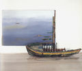 Κώστας Τσόκλης, Η βάρκα, 1982, παλιά βάρκα, ζωγραφική σε ξύλο, 280 x 500 x 200 εκ. περίπου