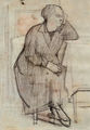 Κώστας Τσόκλης, Η μητέρα μου, 1952, μολύβι σε χαρτί (λερωμένο από φακές),  50 x 35 εκ.