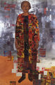 Κώστας Τσόκλης, Ελένη Τσόκλη, 1995, σχέδιο σε ξύλο, έγχρωμα τυπωμένες λαμαρίνες, 250 x 160 εκ.